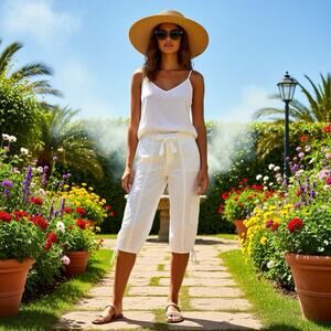 Vintage Y2K Weather Vane Women's XS White Parachute Capri Pants Cargo Pockets